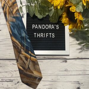 J. Garcia Artistic Blue Brown Gold Tie Preowned